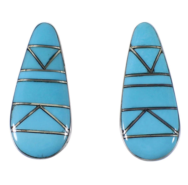 Turquoise Inlay Southwest Silver Earrings EX44840